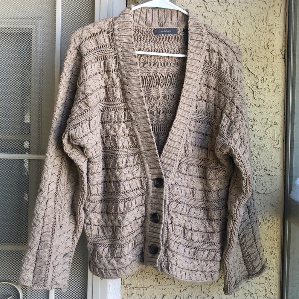Liz Claiborne size medium knit tan cardigan